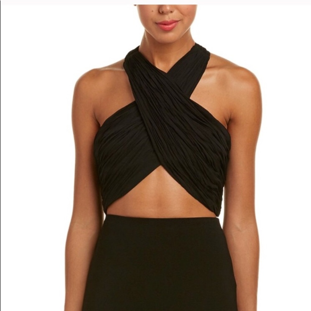 Alice + Olivia Tracee crossover crop top black